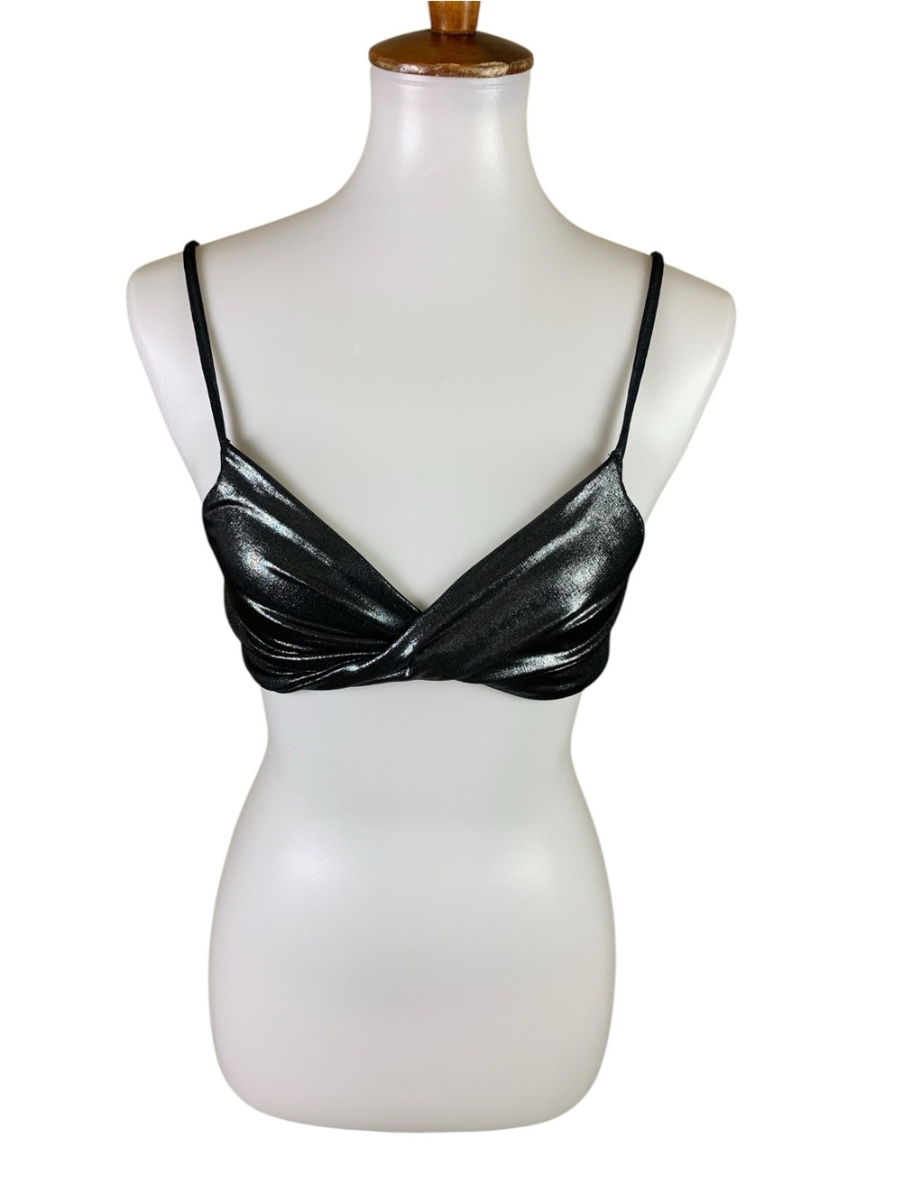 Intimately Free People Black Metallic Wrap Bralette S Festival Y2K Party